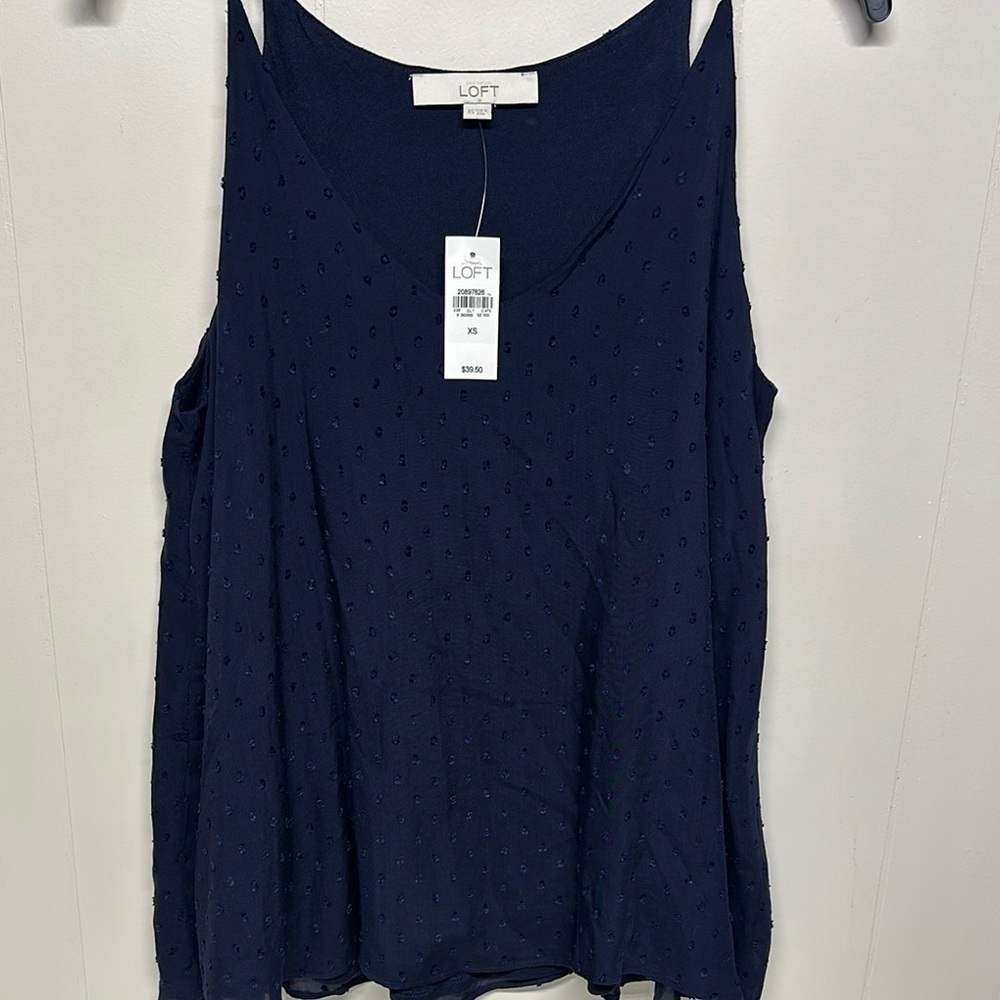 LOFT Blue Camisole Style Relaxed Fit Scoop Neck Top